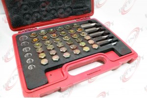 114PC Oil Pan Drain Sump Plug Key Thread Repair Tool Kit Set Drain plug w/ Case 